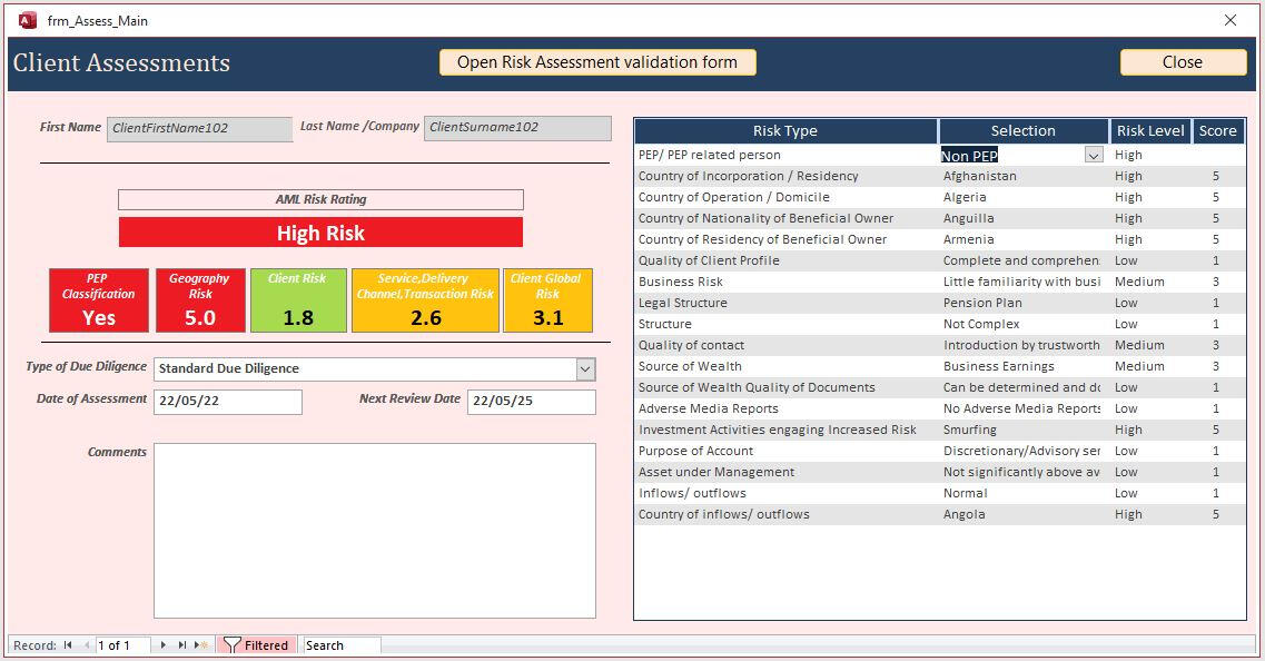 Client Details and orders